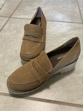 Blondo Suede Penny Loafers in Brown Taupe